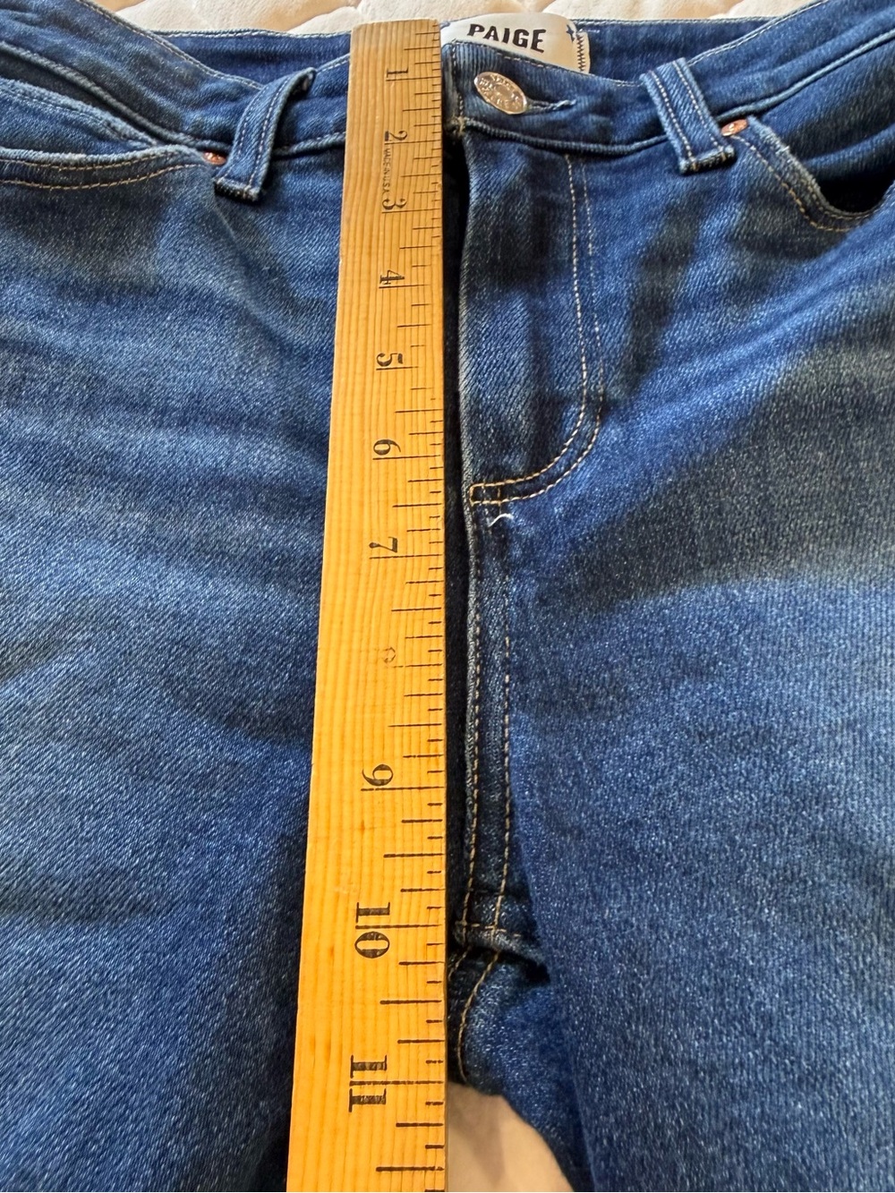 PAIGE Cindy High Rise Slim Straight Leg Jeans Raw Hem Blue Women’s Size 26 - Picture 9 of 11
